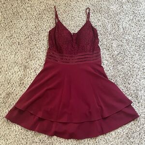 Maroon Mini Going Out Dress